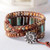 Boho Bracelet Unique Tube Shape Natural Stone 3 Layers Leather Wrap Bracelets Bohemian Women Statement Bracelet