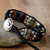 New Women Bracelets Natural Stones Crystal Seed Beads Single Leather Wrap Bracelet Semi Precious Stone Cuff Bracelet