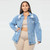 Casual Loose Plus Size Denim Jacket Women Streetwear Ripped Holes Long Sleeve Oversize Denim Jacket and Coat