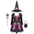 Kid Girls Halloween Witch Costume Outfit Sparkly Silver Stars Printed Carnival Cosplay Dress with Pointed Hat Wand Candy Bag Set