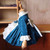 2PCS Baby Girl Autumn Winter Long Sleeve Peacock blue Spanish Vintage Princess Ball Gown Dress for Girl Christmas Casual