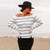 Black White Striped Off Shoulder Long Sleeve Sweater Woman Autumn Winter Casual Loose Female Pullovers Top Clothing