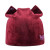 Cat Ear Plain Knitted Double Velvet Skullies Beanies For Women bow-knot Hat Cap Autumn Winter Outdoor Skull Caps