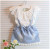 Newborn Baby Girl Sleeveless Ruffles Tops T-shirt Denim Strap Bowknot Dress Outfit Clothes Sets