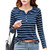 Women T-Shirt Cotton Short Long Sleeve Lady T Shirt Striped Summer Spring Autumn Female White