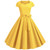 Summer Solid Yellow Color Vintage Dress Women Short Sleeve Square Collar Elegant Office Party Midi Dresses Belt