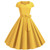 Summer Solid Yellow Color Vintage Dress Women Short Sleeve Square Collar Elegant Office Party Midi Dresses Belt