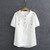 Embroidery Tops Women Cotton and Linen T-shirts Plus Size O-neck Summer Short Sleeve Casual Tops