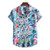 Men Shirt Casual Beach V-Neck Short Sleeve Mens Shirts Tops Summer Dinosaur