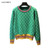 Autumn And Winter New Loose Knit Sweater Korean Style Pullover Round Neck Geometric Clash Jacquard Casual Sweater Jumper