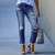New Pencil Pants Ripped Slim Fit High Waist Vintage Streetwear Casual Fashion Stretch Blue Jeans Woman