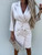 Women Elegant Solid Button Blazer Dress Spring Office Fashion Turn-Down Collar Slim Mini Dresses Casual Long Sleeve Lady Dress