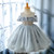 Off Shoulder Gray Girls Formal Dress Beading Luxury Princess Party Dress Birthday Gift 2-8 Years Old Flower Girl Dresses