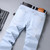 New Autumn Mens Loose Straight Stretch Jeans Casual Classic Style Cotton Denim Sky Blue Pants Male Brand Trousers