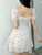 Small Floral Sundress Vintage Cute Sweet Boho Square Collar Pleated Dress French Elegant Short Sleeve Dress Women