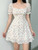Small Floral Sundress Vintage Cute Sweet Boho Square Collar Pleated Dress French Elegant Short Sleeve Dress Women
