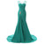 Evening Dresses Mermaid V-Neck Cap Sleeves Green Beaded Chiffon Elegant Long Evening Gown Prom Dress