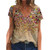 Summer New Womens V-Neck Floral Print Short Sleeve Fashion T-Shirt Tops