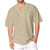 Summer Men Linen T-Shirt Solid Color Lacing Short Sleeved T-Shirt Beach Loose Casual T-Shirts Male