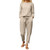 Women Elegant 2PCS Solid Suits Autumn Casual Long Sleeve Blouse Elastic Waist Long Pants Oversized Cotton Matching Sets