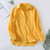 Women Vintage Yellow Cotton Linen Shirt Long Sleeve Chic Female Casual Loose Shirt