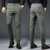 Casual Comfortable Men Clothing Pant Style Green Brushed Straight Long Trousers