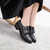 Single-women shoe Spring Autumn Rough Medium-heeled Female Carved Students Hundred Sets of Buckle Shoes woman