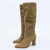 Women Boots Cow Leather Knee High Boots High Heels Slip On Winter Botas Ladies Party Street Shoes