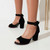 Summer Chic Casual Dress Pumps Shoes For Lady Blue Purple Open Toe Chunky Heels Ankle Buckle Womens