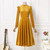 Spring Autumn Ruffle Swing Party Midi Dress Women Vintage Velvets Robe Femme French Elegant Waist Dresses