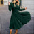 Spring Autumn Ruffle Swing Party Midi Dress Women Vintage Velvets Robe Femme French Elegant Waist Dresses