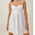 Solid White Color Mini Dress Casual V Neck Adjusted Spaghetti Strap Dresses For Women