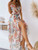 Vintage Floral A-Line Dress Summer Women Elegant Short Sleeve V-Neck Ruffle Dresses Office Ladies Fashion Midi Dresses