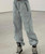 Grey Ruched Drawstring Sweatpants Baggy Big Pockets Trousers Women Casual Harajuku Sporty Joggers Retro Basic Pants