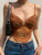 Brown Crop Top Lace Frill Cute Corset Top Spaghetti Strap Sweats Harajuku Tee Top Women Beach Vests