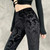 Vintage Gothic Velvet Black Pants Goth Bodycon High Waist Trousers Streetwear Punk Flared Women Autumn Pants