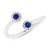 0.27 TCW 10K White Gold Natural Diamond Blue Sapphire 2 Stone Wrap Open Ring