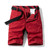Summer Red Multi-pockets Cotton Men Cargo Shorts Straight Loose Casual Shorts Male Short Pants Bermuda
