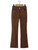 New Autumn Women Chocolate Color Low Waist Safari Style Flare Pants Vintage Pockets Tight Full Length Trousers