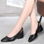 Women Pumps Concise Serpentine Genuine Leather Pointed Toe Shoes Thick Heel Spring Autumn Office Lady Shoes