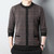 Men New Autumn and Winter Knitted Cardigan round Neck Single-Breasted Plaid Thread Hem Casual Sweater