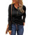 Women’s Casual Stitching Long Sleeve Spring Autumn T-shirts Solid Color Button Round Neck Slim Fit Lace Tops