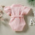 0-24 Months Baby Girl Clothes Waffle Romper Solid Color Turn-Down Collar Fly Sleeve Romper with Waist Belt Baby Summer Jumpsuit