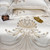 Luxury Gold Feather Embroidery Cotton Champagne/Light Yellow Patchwork Duvet Cover Bed Sheet Pillowcases Bedding Set