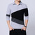 Mens T Shirts Contrast Color Patchwork Long Sleeve Slim Fit Cotton Collar T Shirt Male Clothing