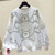 Diamond Cartoon Bear Print Crewneck Hoodie Women Casual Oversized Sweatshirt Kawaii Couple Streetwear