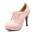 Romantic Ladies Knitted Pumps Mesh Lace Up Pointed Toe Platform Cover Heel Pink White Black