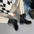 Autumn Winter Sheep Suede Women Boots Thick Heel Women Work Safety Lace-up Platform Boot Flat Handmade Women Shoes