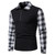 Men Polo Shirt Fashion Patchwork Mens Casual Long Sleeved Zip Collar Check Polo Shirt Men Plaid Sleeve Tops Tees Man