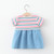 Baby Girls Clothes Summer Daily Denim Stitching Infant Dress Short Sleeve Toddler Kids Clothing 0 To 2 Years Children